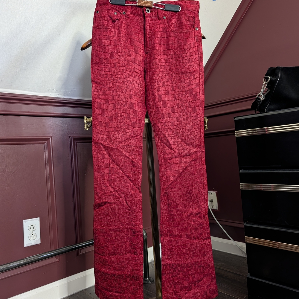 Hysteric Glamour Red Alligator Embossed Flared  Vintage Skinny Japanese Pants